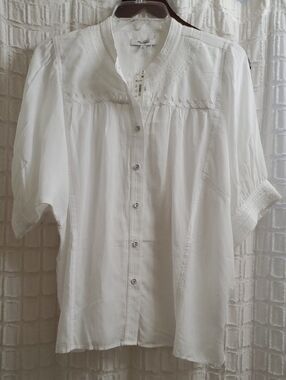 Madewell White Short-Sleeve Button-Front Blouse